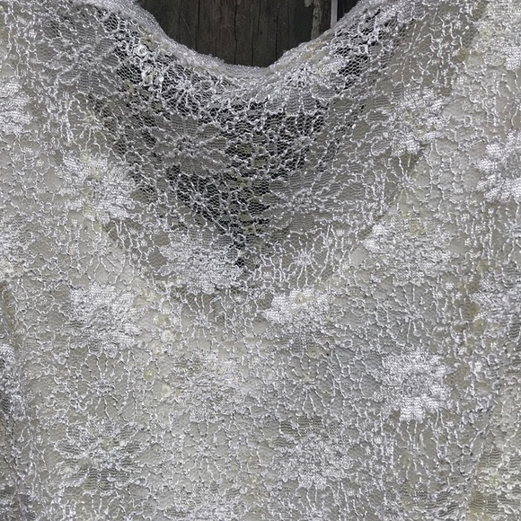 Alex Evenings Cream Lace Floral Long Sleeve Midi Dress Size 10 - Picture 3 of 5